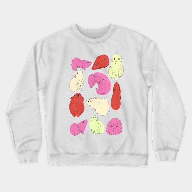 Guinea Pig, Cute Pink and Orange Pattern Crewneck Sweatshirt by sheehanstudios